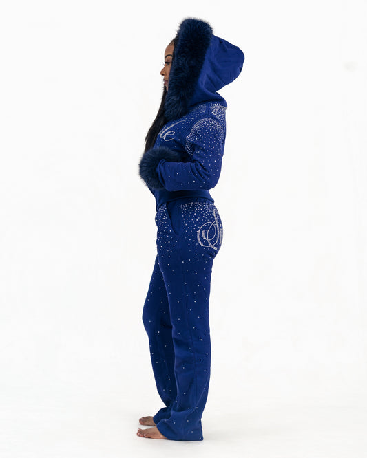 Simple Fur Bling Set- Deep Blue