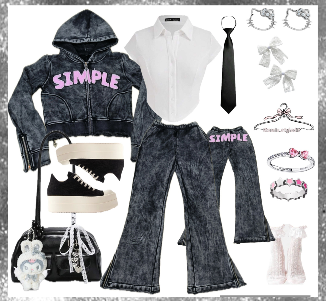 Simple Zipper Pants Set