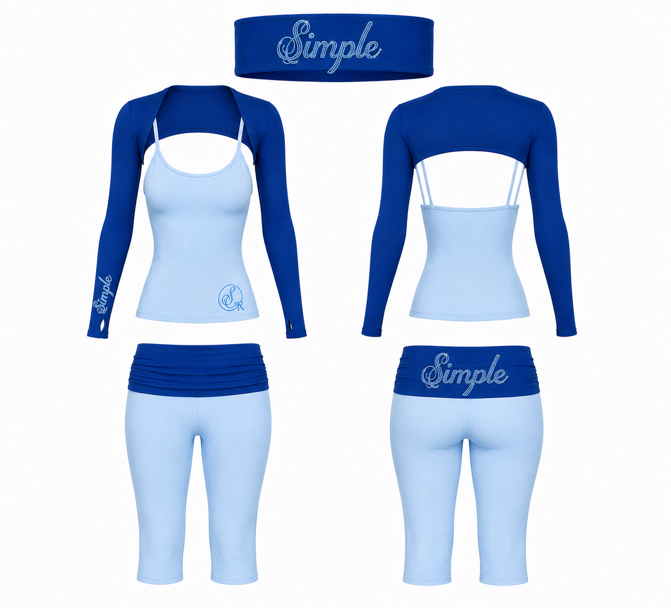 Simple Monochromatic Blue Capri Set