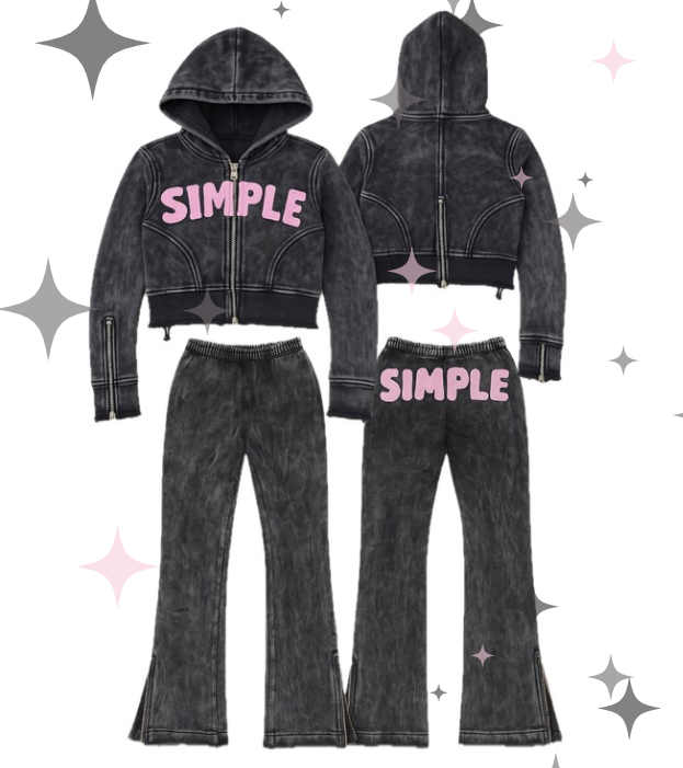 Simple Zipper Pants Set