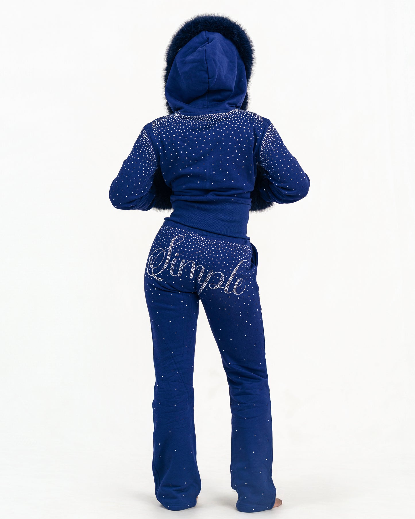 Simple Fur Bling Set- Deep Blue