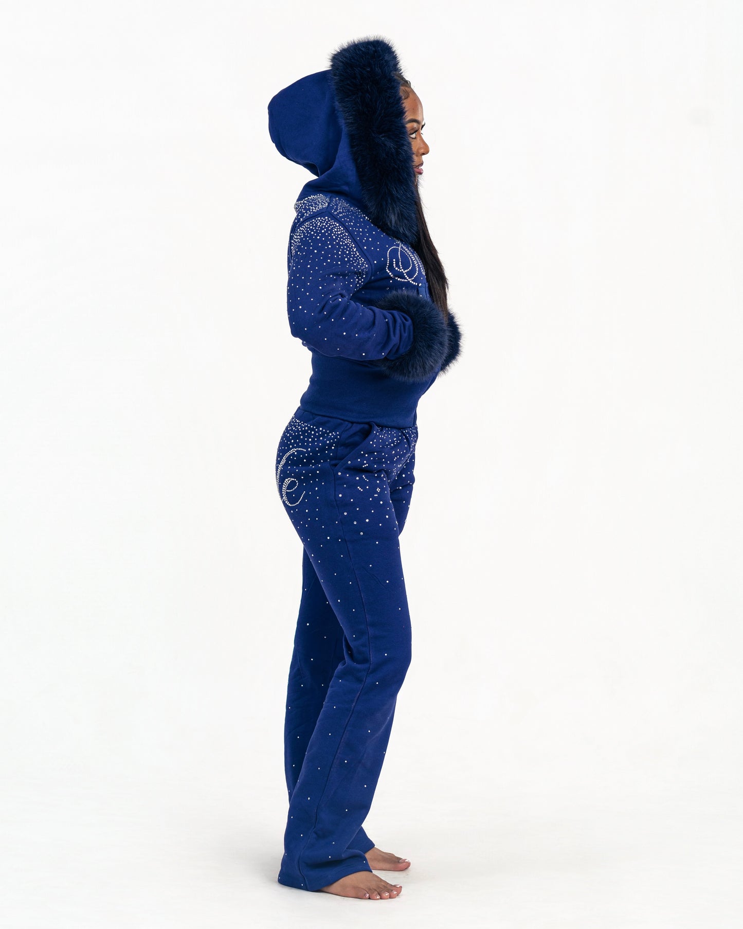 Simple Fur Bling Set- Deep Blue