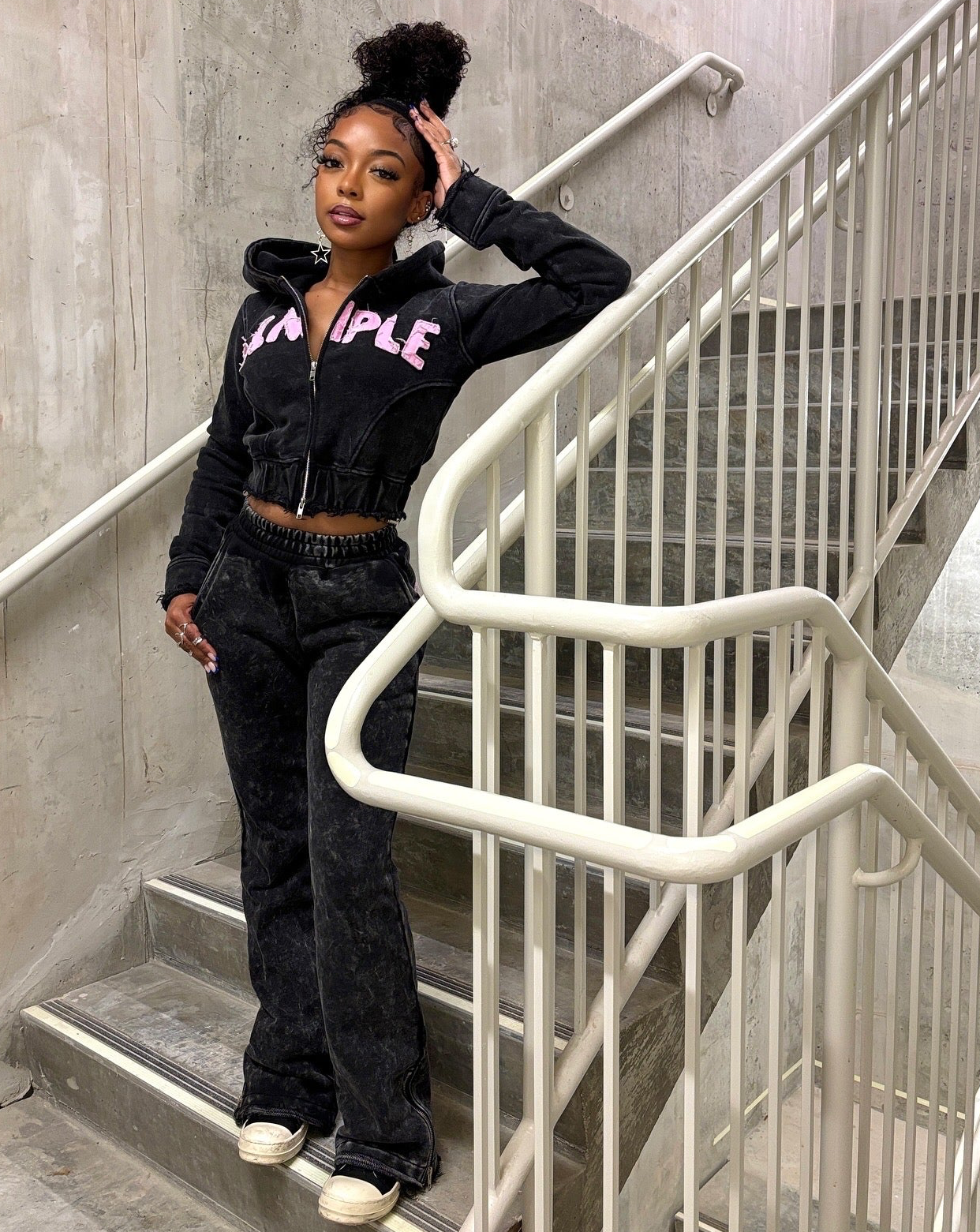 Simple Zipper Pants Set