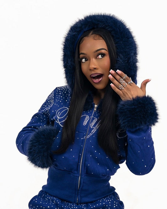 Simple Fur Bling Hoodie