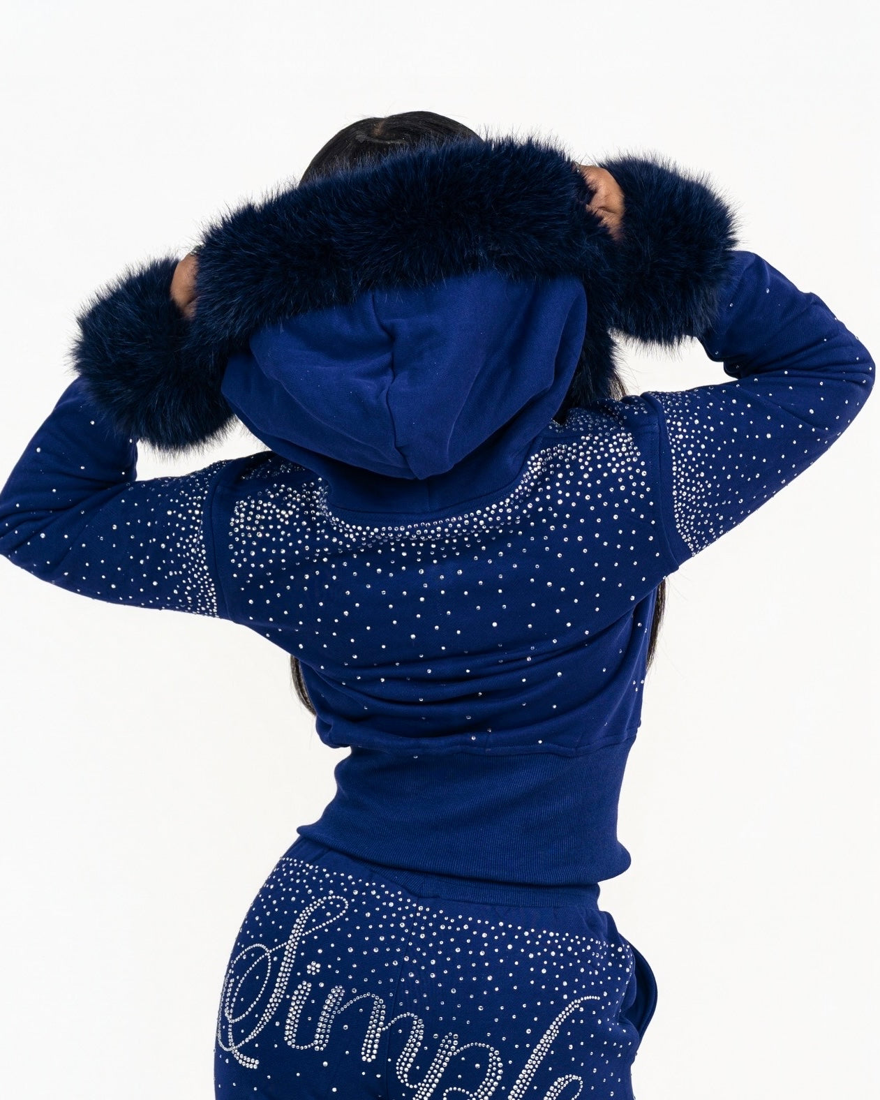Simple Fur Bling Hoodie
