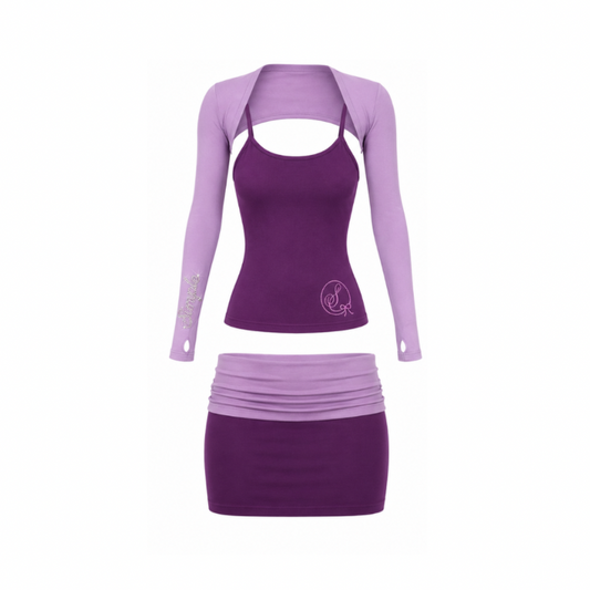 Simple Monochromatic Purple Skirt Set