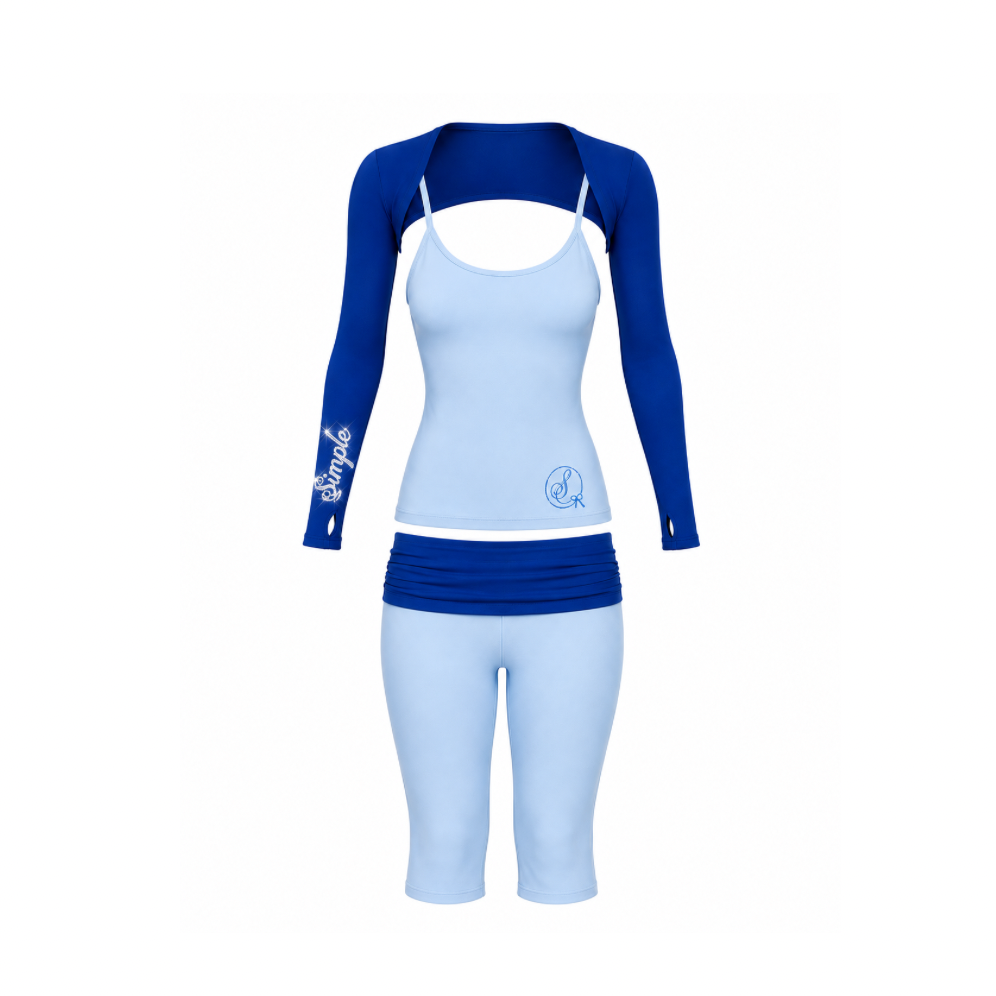 Simple Monochromatic Blue Capri Set