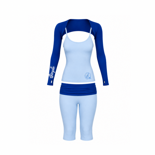 Simple Monochromatic Blue Capri Set